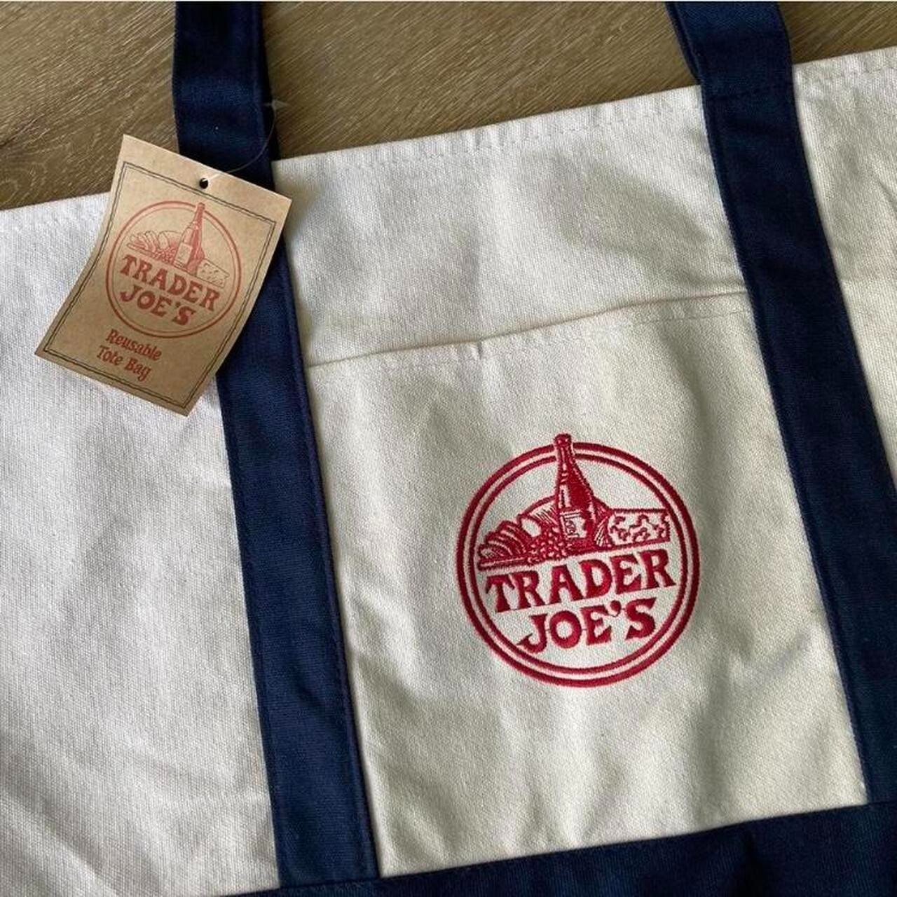 🔥 Trader Joe’s Canvas Tote Bag – Navy Blue, Heavy Duty Bag – Brand NEW
