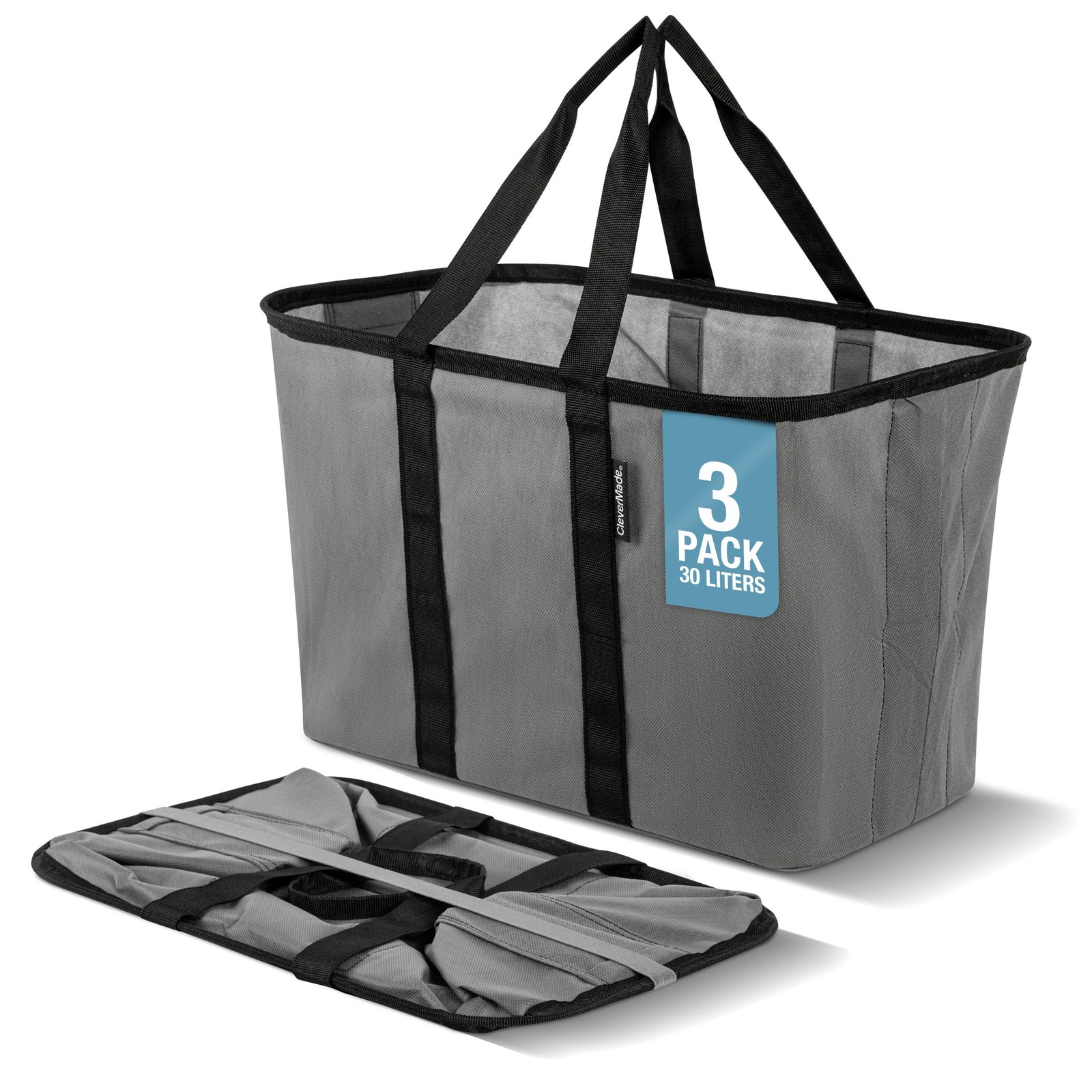 EcoBasket 30L Collapsible Tote Basket – Reusable Grocery Tote That Stands Upr…