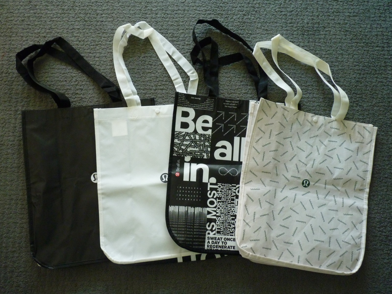 Lululemon Reusable Shopping Tote Bags (4) Large Totes Different Designs (#3)