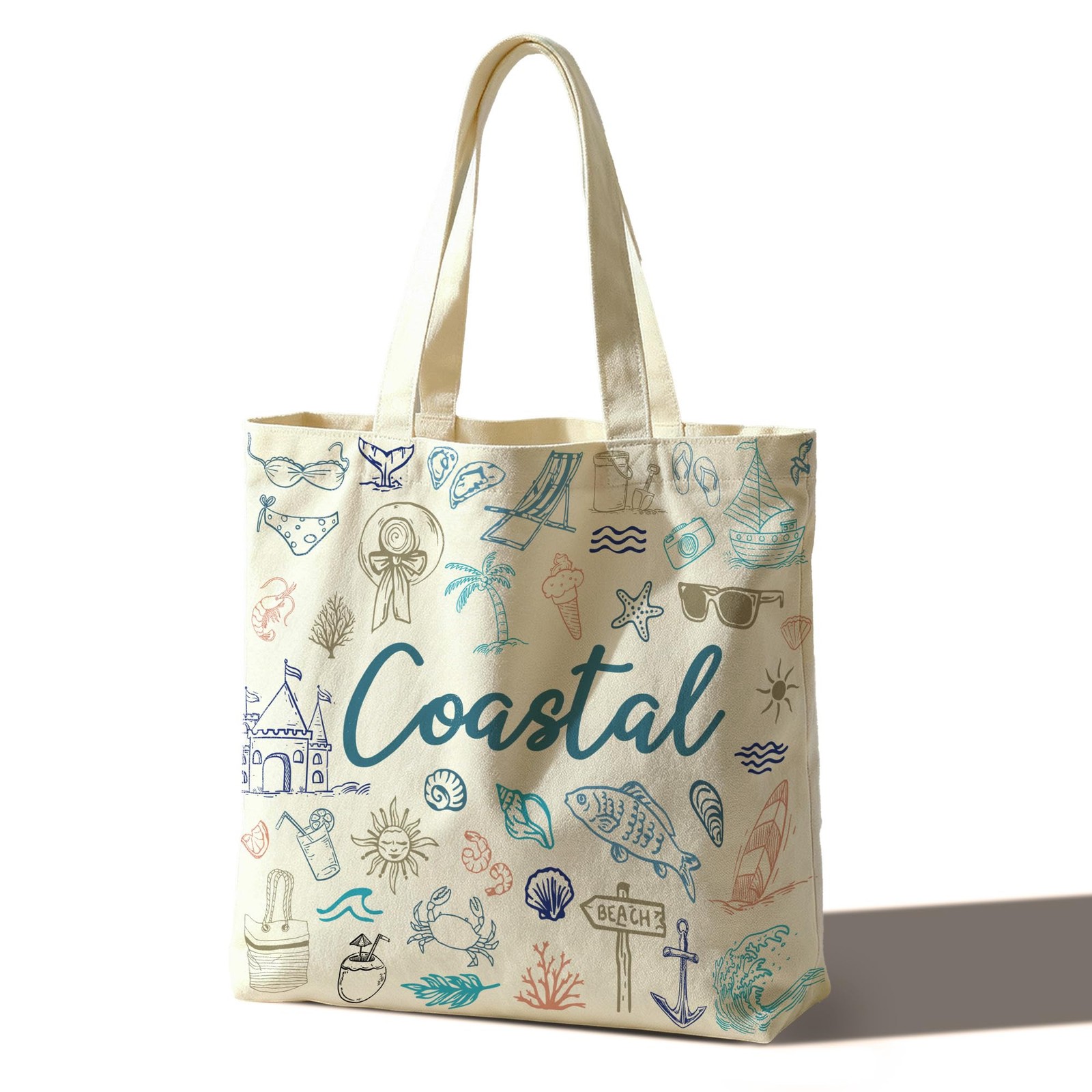 Coastal Tote Bag For Women Man, Ocean Beach Ocean Sea Fish Tote Bag, Reusable…