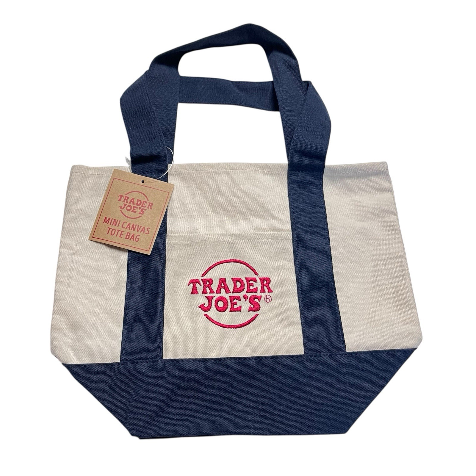 Trader Joe’s Mini Canvas Tote Bags Set of 3 Red Navy Blue & Green NWT