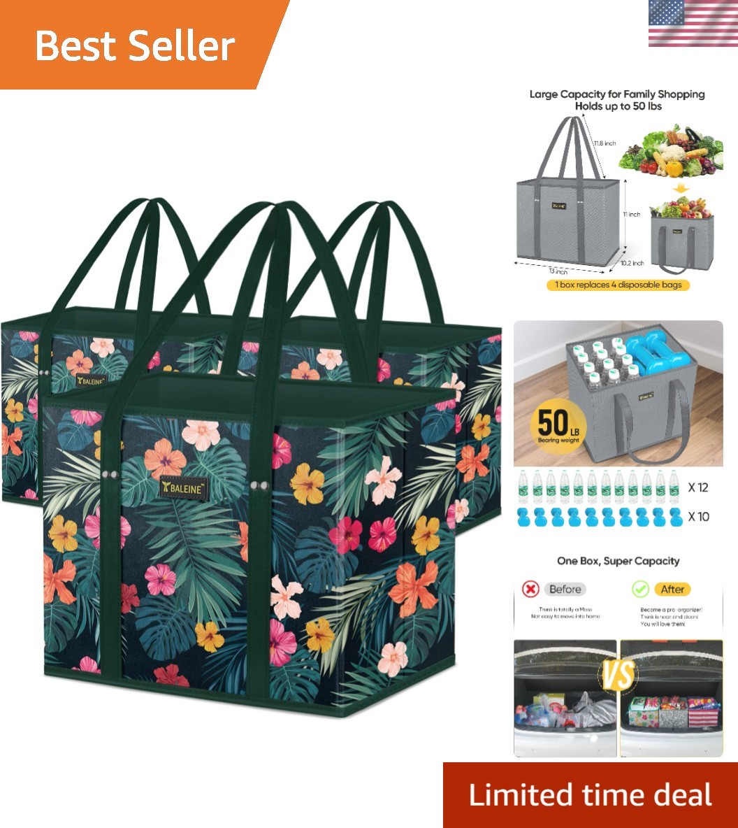 Eco-Friendly 3-Pack Blossom Season Reusable Bags – Spacious & Convenient Design