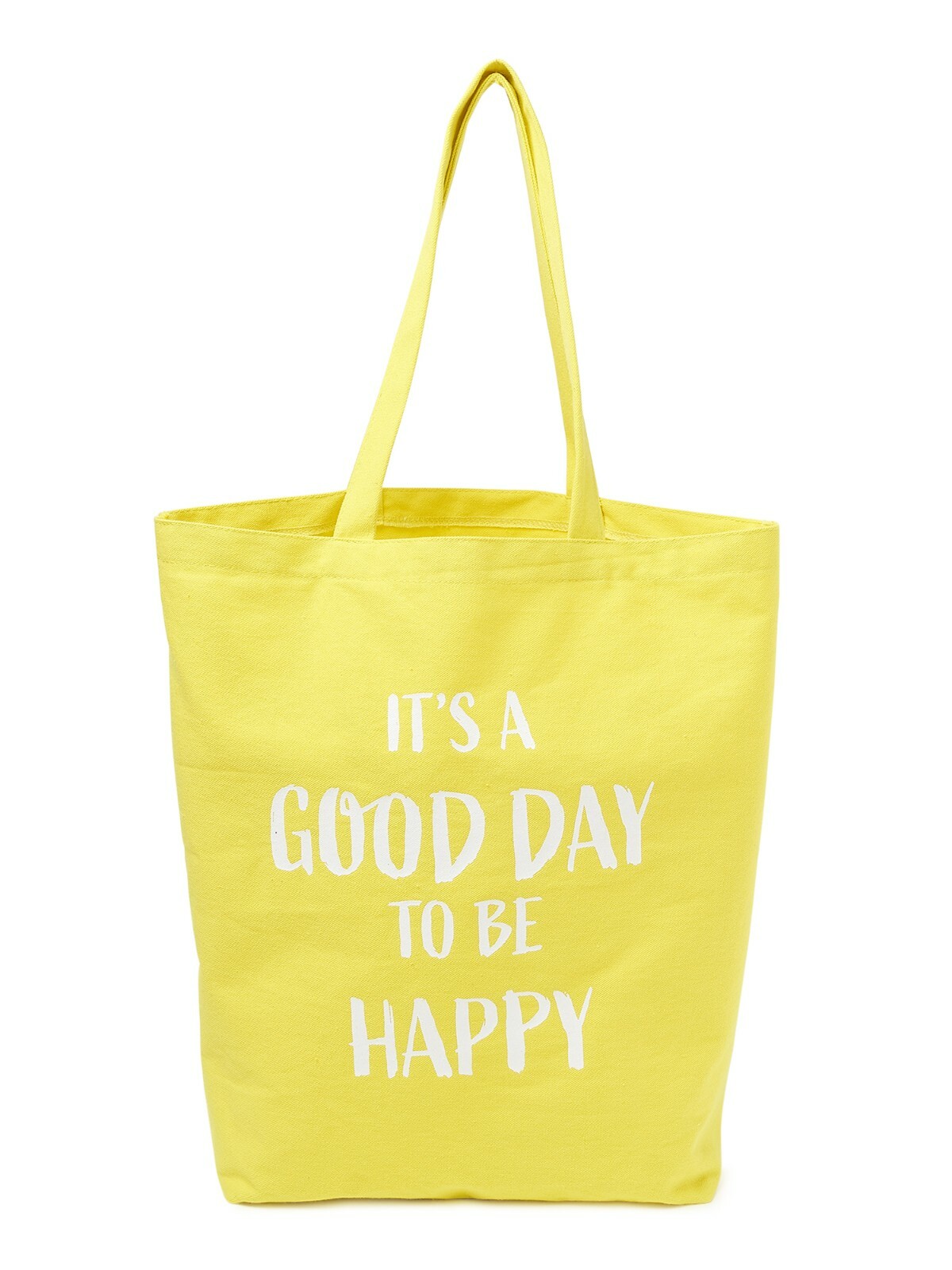 Graphic Canvas Re-usable Tote Bag “ITS A GOOD DAY TO BE HAPPY” Yellow #FB