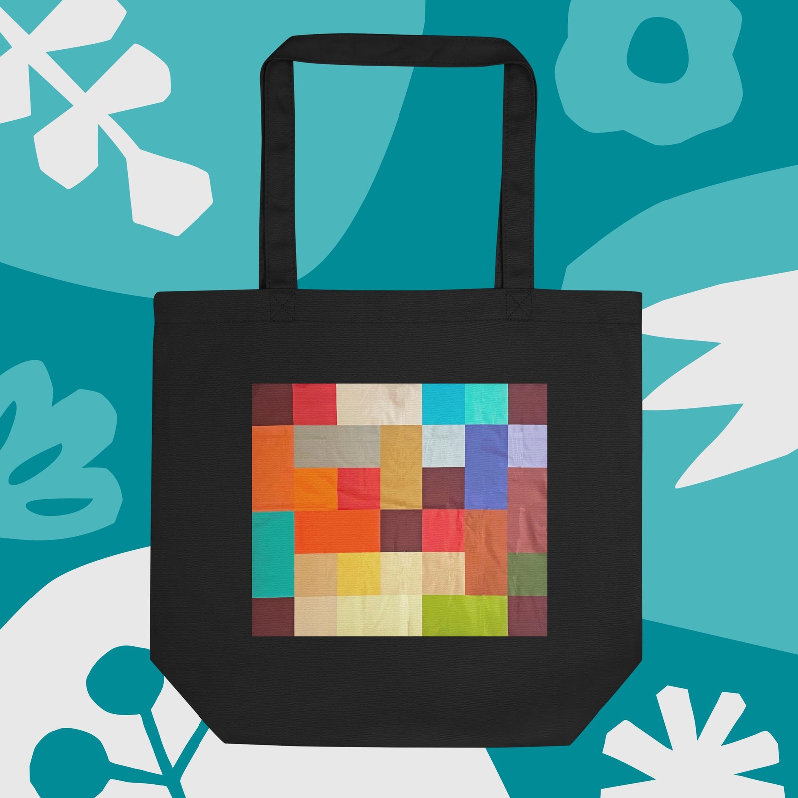 Quilt Geometry Color Blocks Tote Bag Eco-Friendly Organic Cotton Luxury Shopping