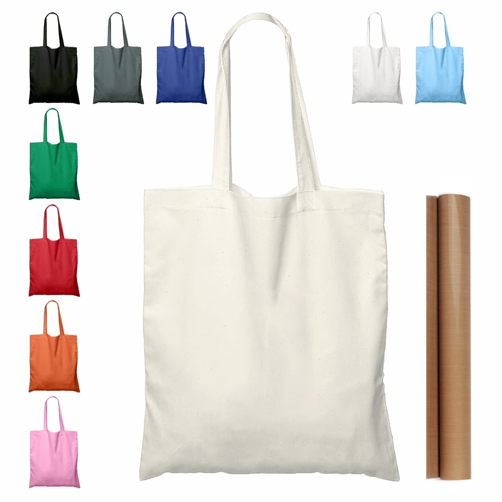 5 | 15 | 25 | 50 Pack 15 X 16 Natural Cotton Tote Bags Lightweight Blank Bul