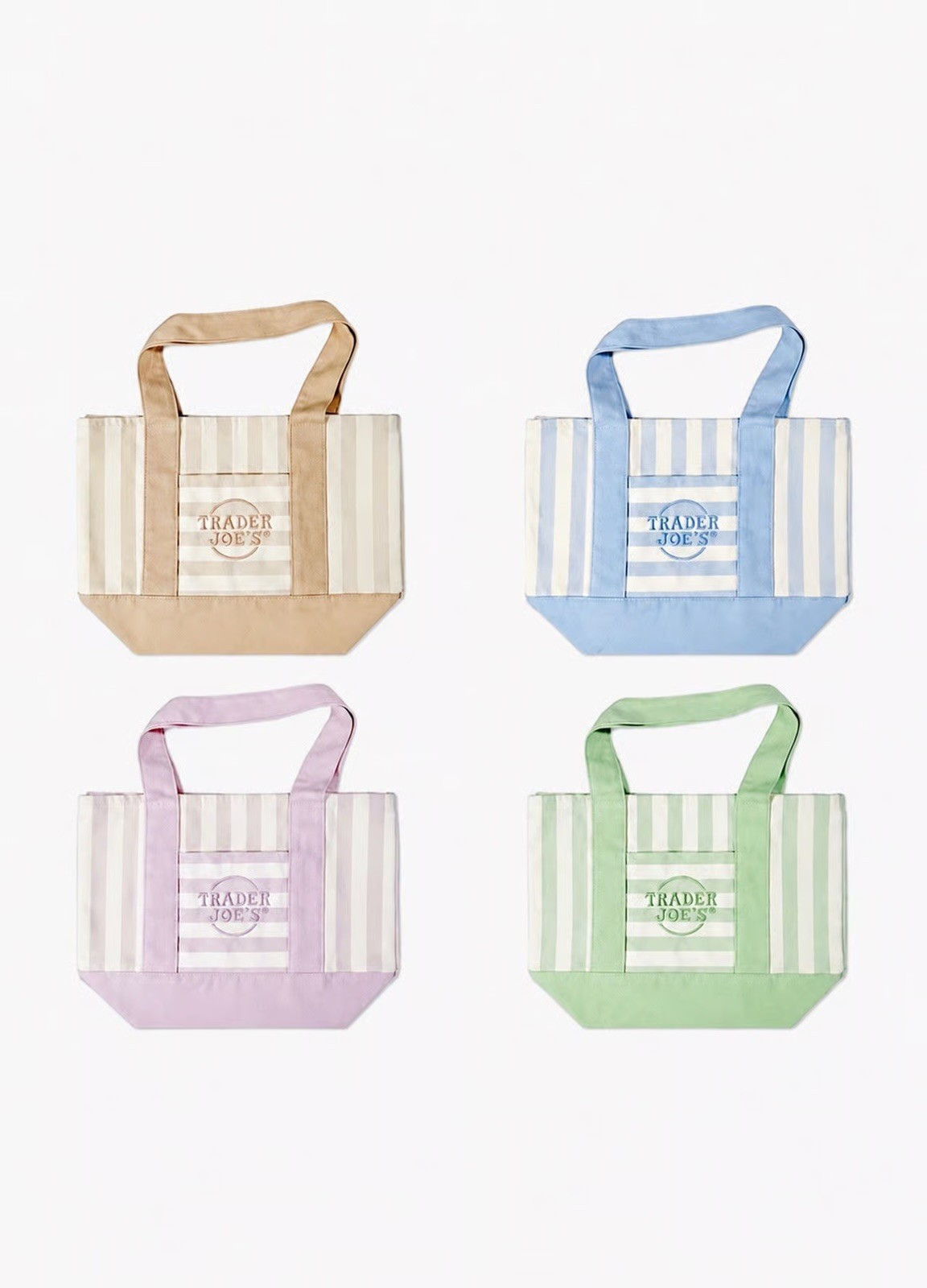 [Set of 4] Trader Joe’s Striped Canvas Mini Tote Bag Multicolor [Free Shipping]