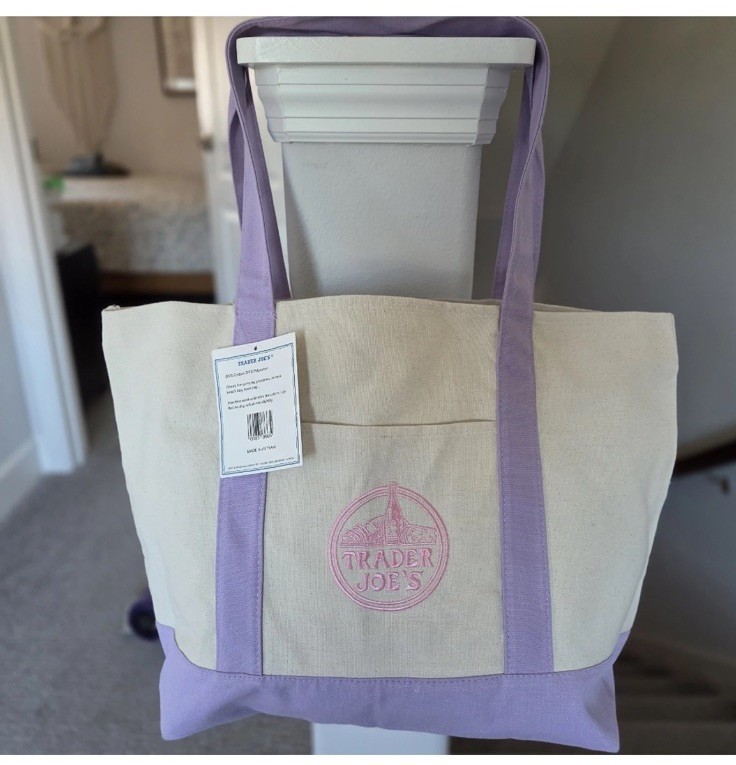 Trader Joe’s Canvas Large Purple Shopping Bag Limited Tote Lavender New W/Tags