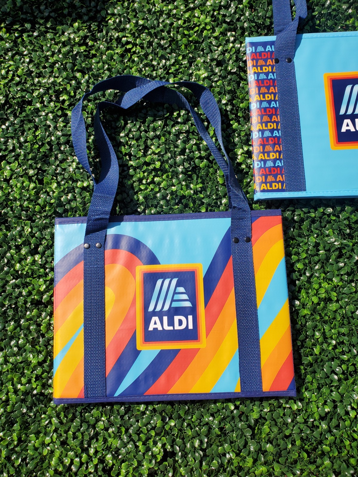 ALDI Collapsible Box Tote Bag Set Of 2 Bags Aldi Logo 🔵🔴🟡 NEW