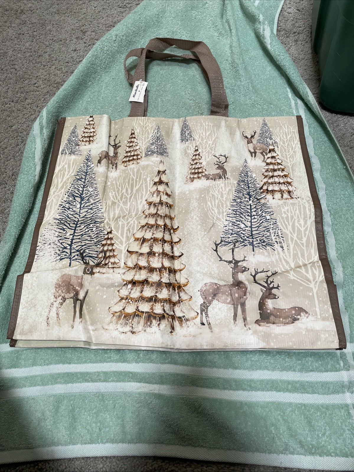 Marshalls Large Reuseable Christmas Forest & Deer Shopping Bag New No Tags