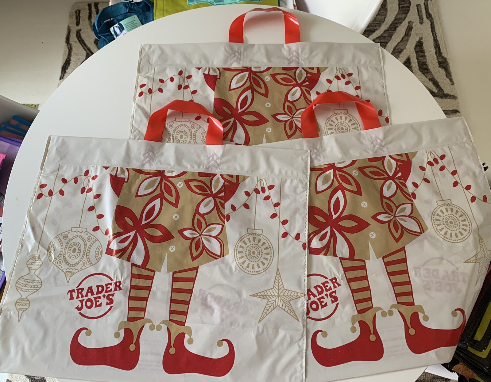 3 Trader Joe’s Elf Christmas shopping bags New Reusable Discontinued🎄🛍