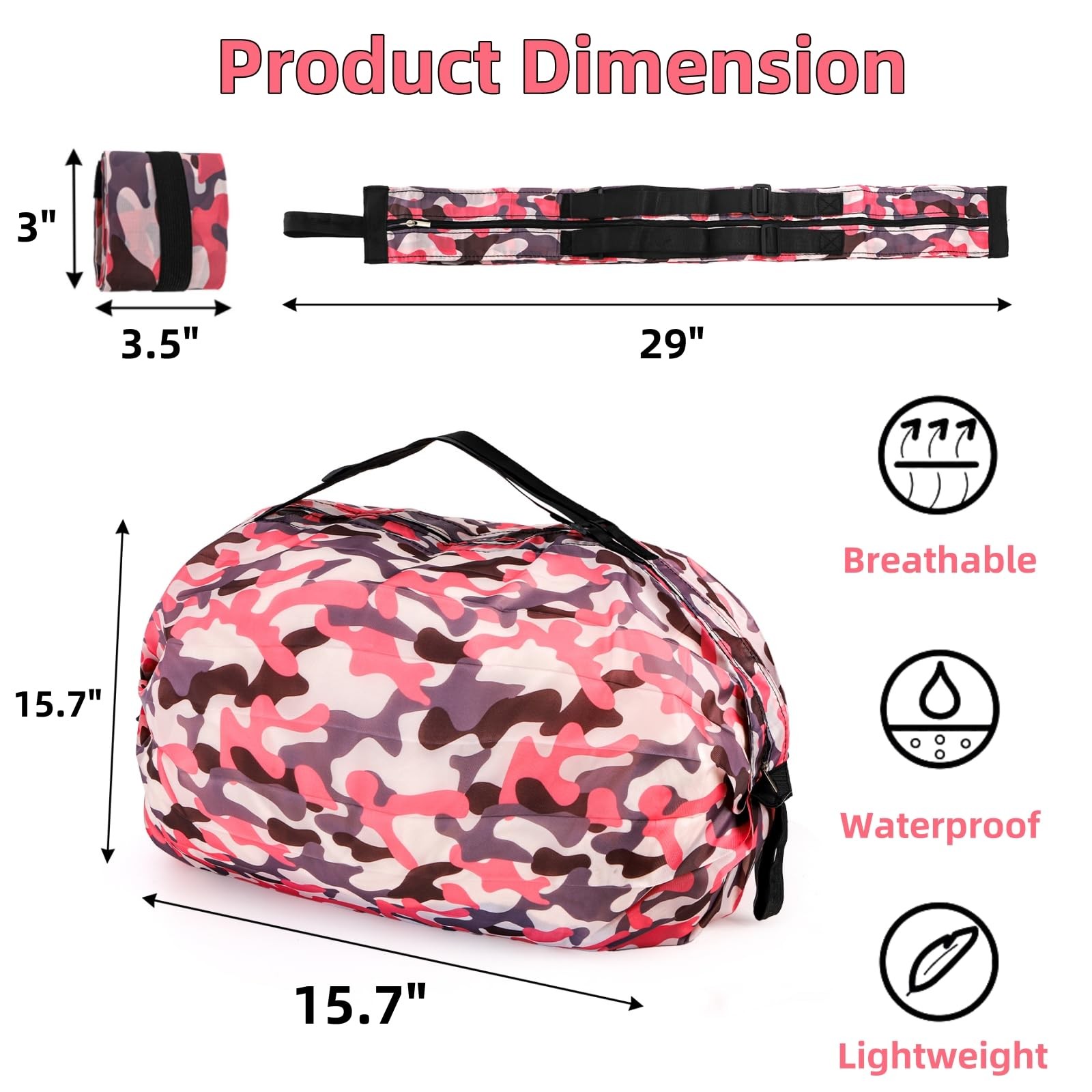 6 Pack Foldable Bag with Zipper, Reusable Shopping Bags, Large Capacity Groce…
