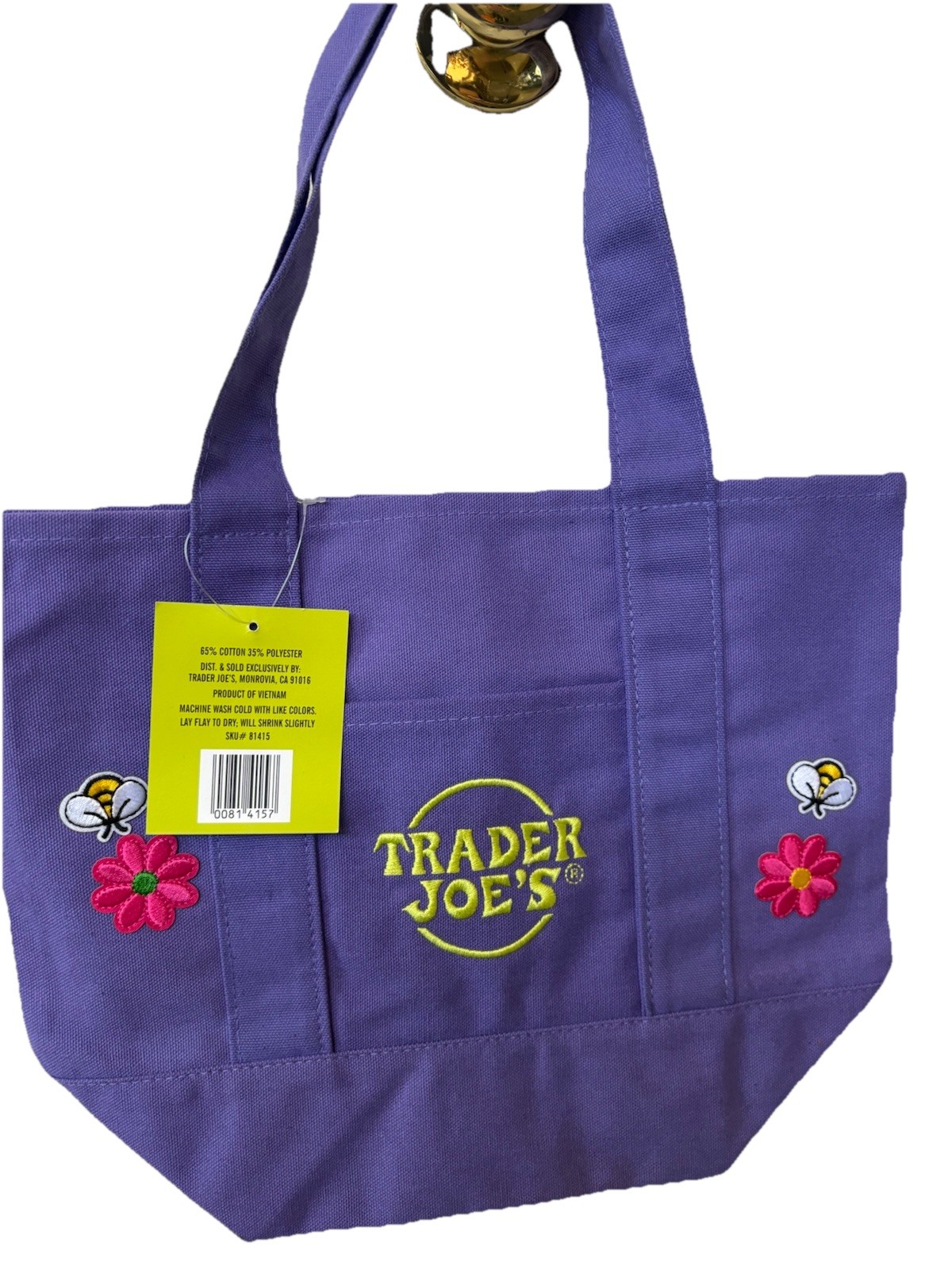 Trader Joe’s One Mini Bag Embroidery Special 4 Flowers and 4 Bees