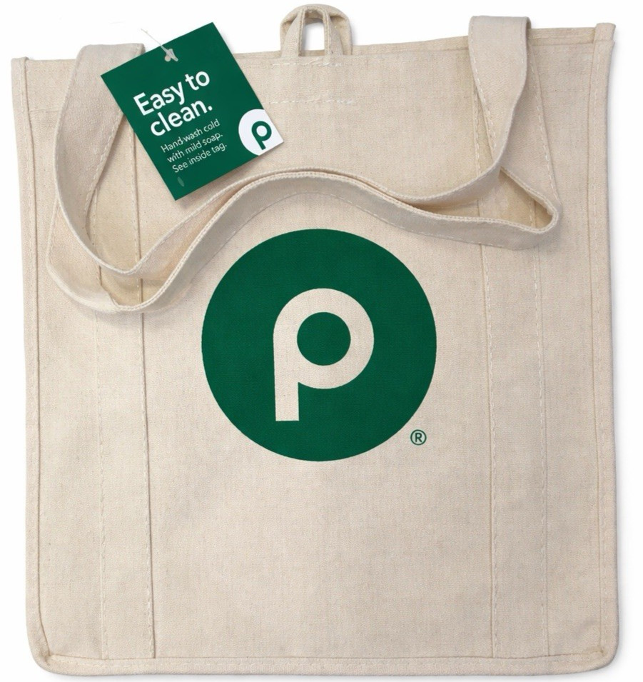 PUBLIX Reusable Canvas Tote Bag Green Logo Grocery Eco Shopper Large Durable NWT