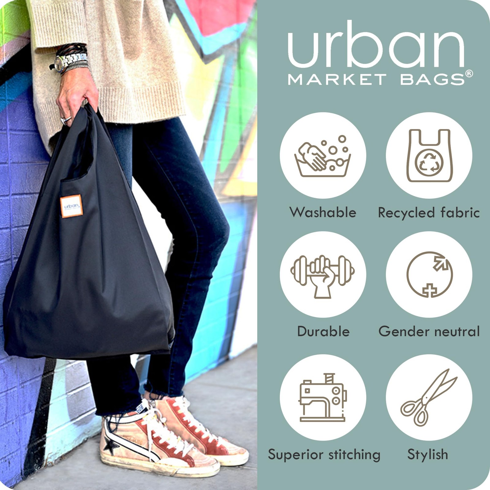 Urban Market Bags Galaxy 6 Foldable Reusable Shopping Bags in 1 Compact Pouc…