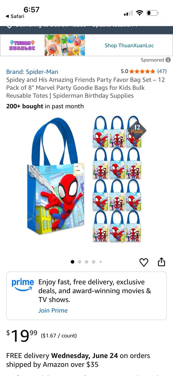 Marvel Spidey and His Amazing Friends Reusable Tote Bags Lot of 10 Spider-Man