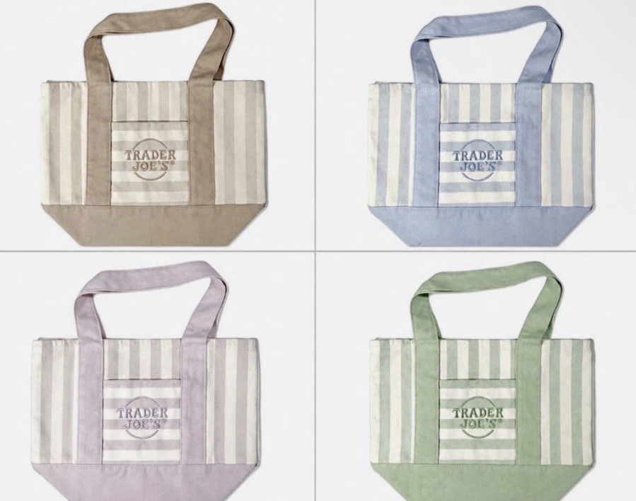 Trader Joe’s Mini Reusable Canvas Tote Bag Striped Multicolor – Set of 4