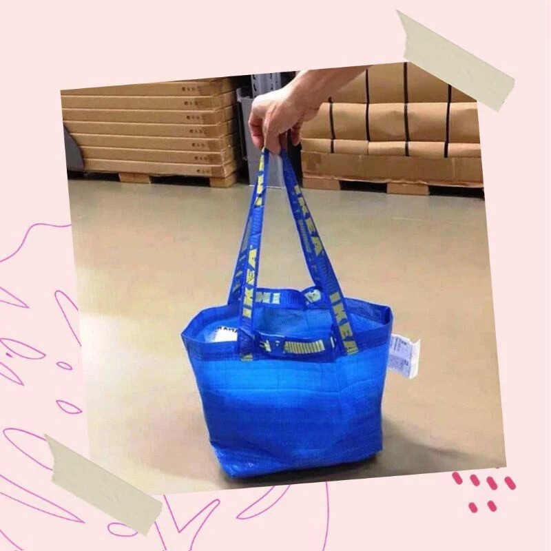IKEA BRATTBY Small Bag Grocery Laundry Shopping Storage Tote Blue (27 X27 cm)
