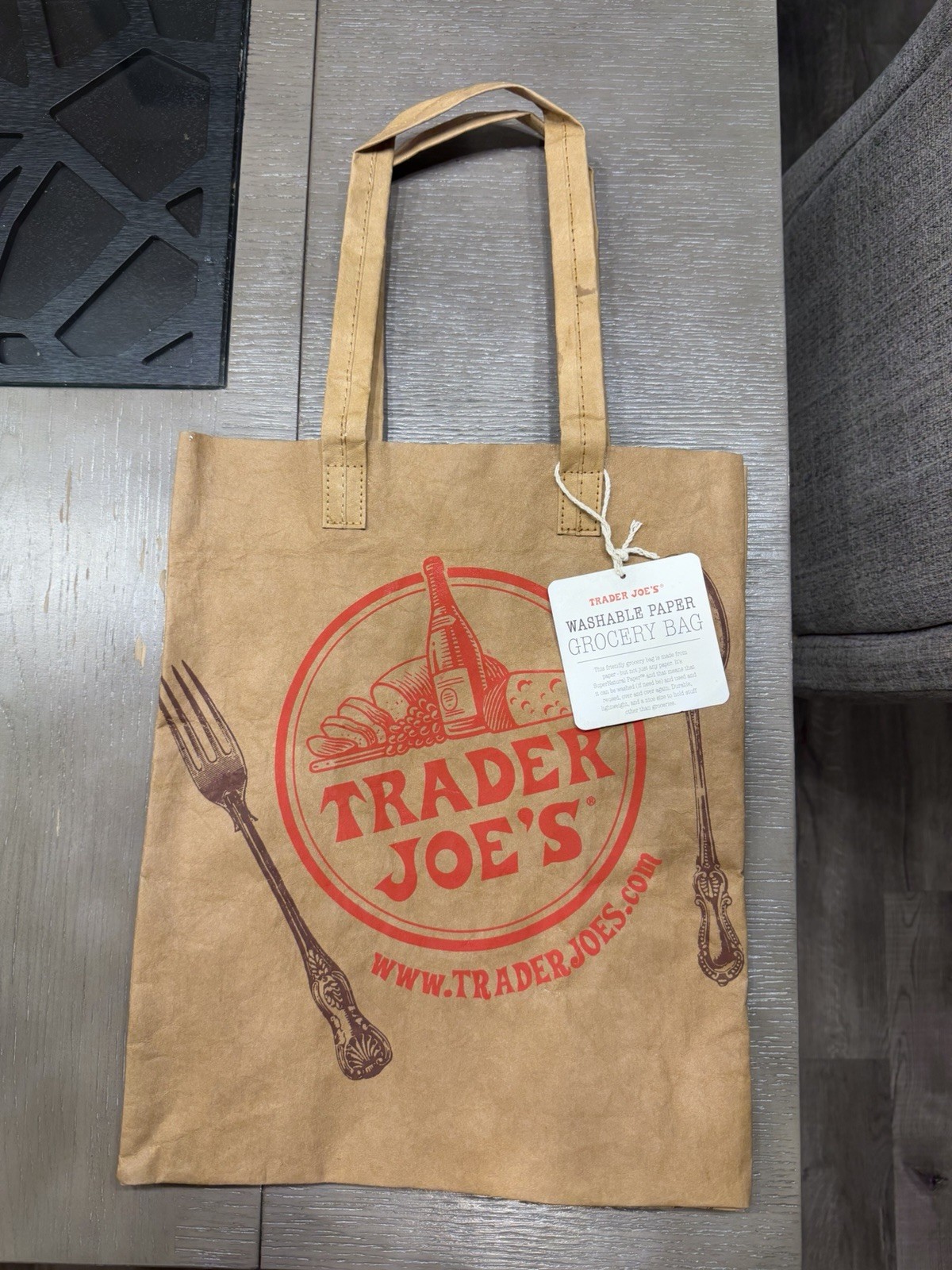 Trader Joe’s Reusable Brown Paper Shopping Bag Medium Grocery Tote 14x12x6 in