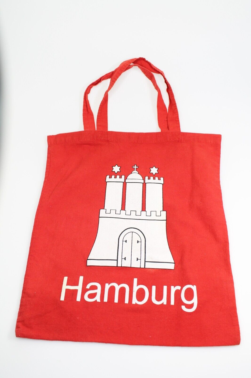 City of Hamburg Flag Reusable Canvas Shopping Tote Bag Red and White 15×13
