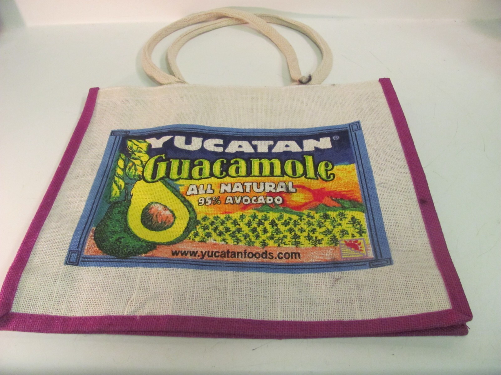 Yucatan Burlap Grocery, Shopping Tote, Beach Bag – Size 15.5″ x 14″ – Guacamole