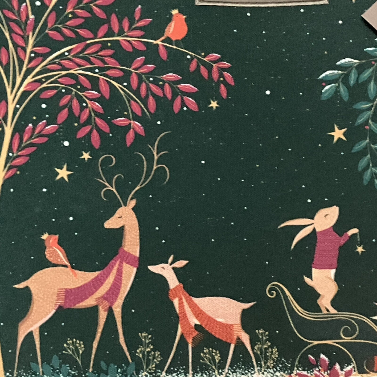 Waitrose Sara Miller Christmas Bag London Robin Bunny Deer Green Holiday 2024