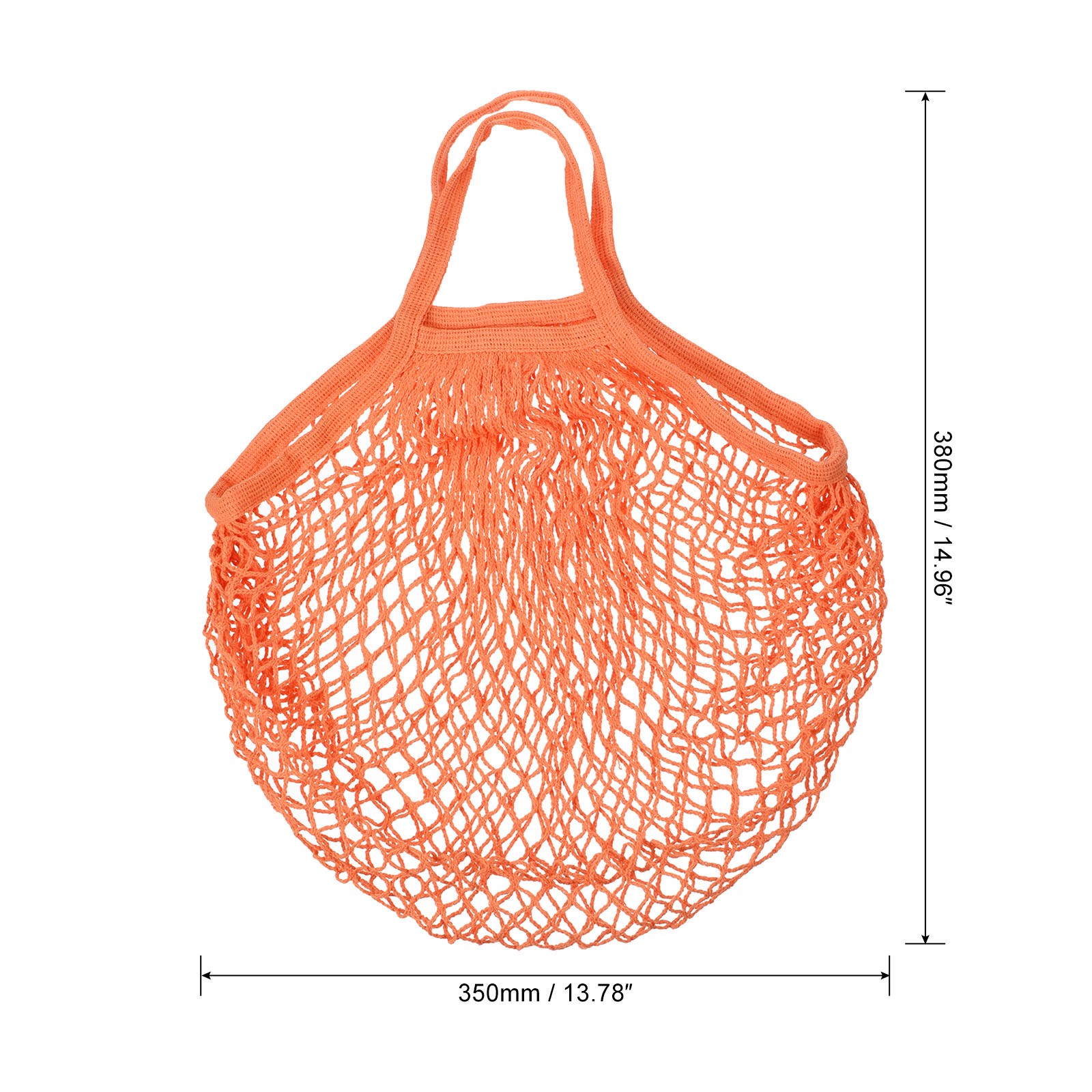 Cotton Mesh Bag, 15×13.8″ Mesh Net String Grocery Bags Orange