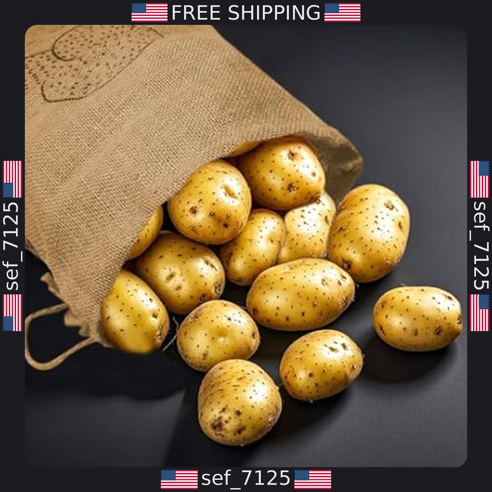 Burlap Potato Storage Bag, Reusable Drawstring Sack for Freshness 16×12 inch