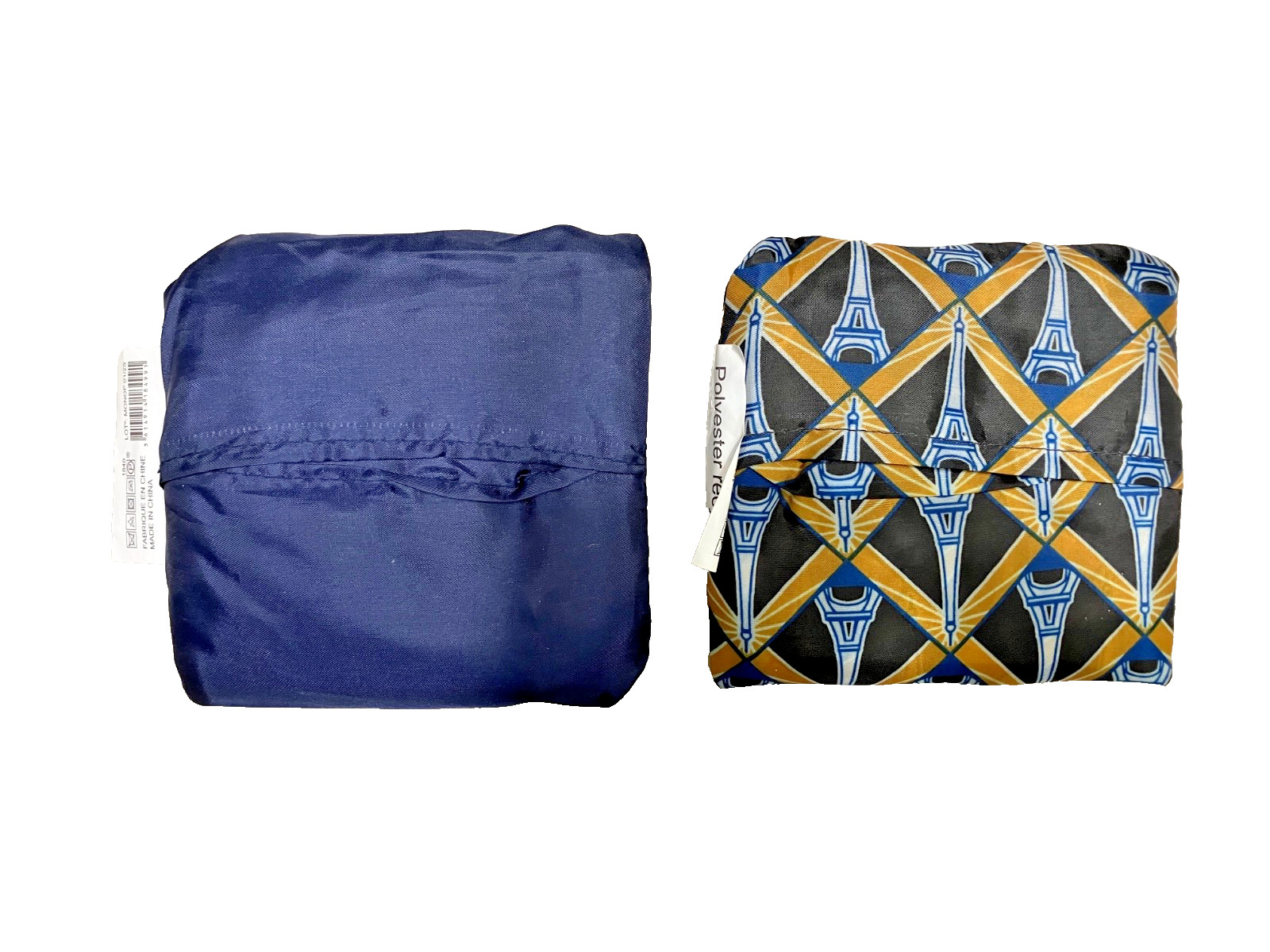 TWO Monoprix Reusable Bags, The Champs Elysees & Eiffel Tower, Navy