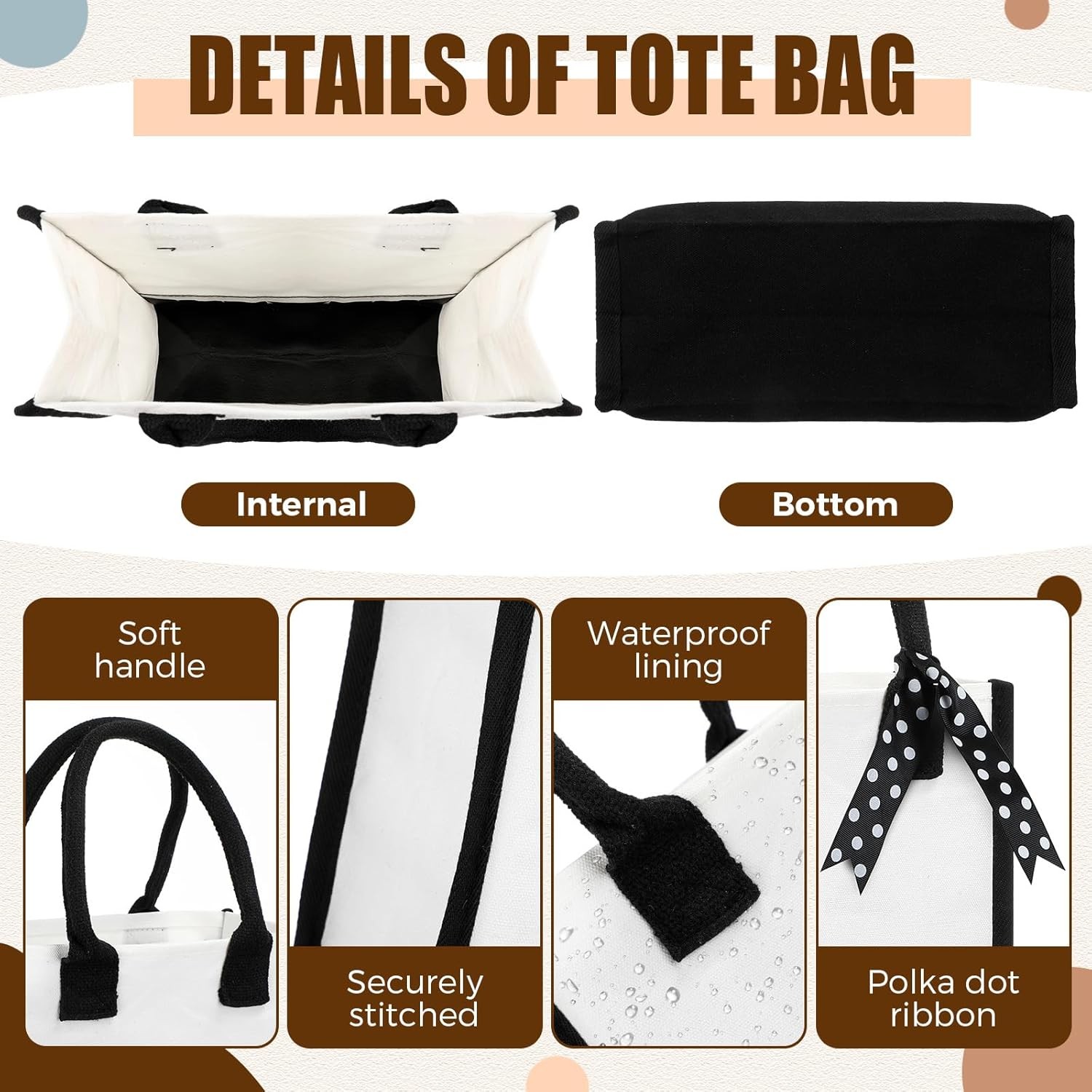 12 Pcs Small Canvas Tote Gift Bags Bulk Women Size 10 x 10 x 4 Inch Sublimation