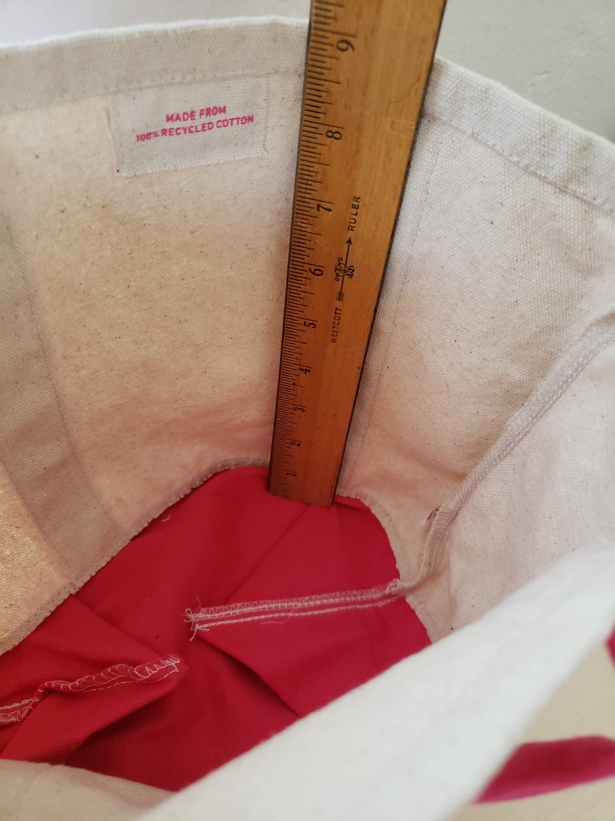 NEW T-MOBILE Tmobile Mini Canvas Tote Bag Beige Pink 12.75″ x 9″ Recycled Cotton