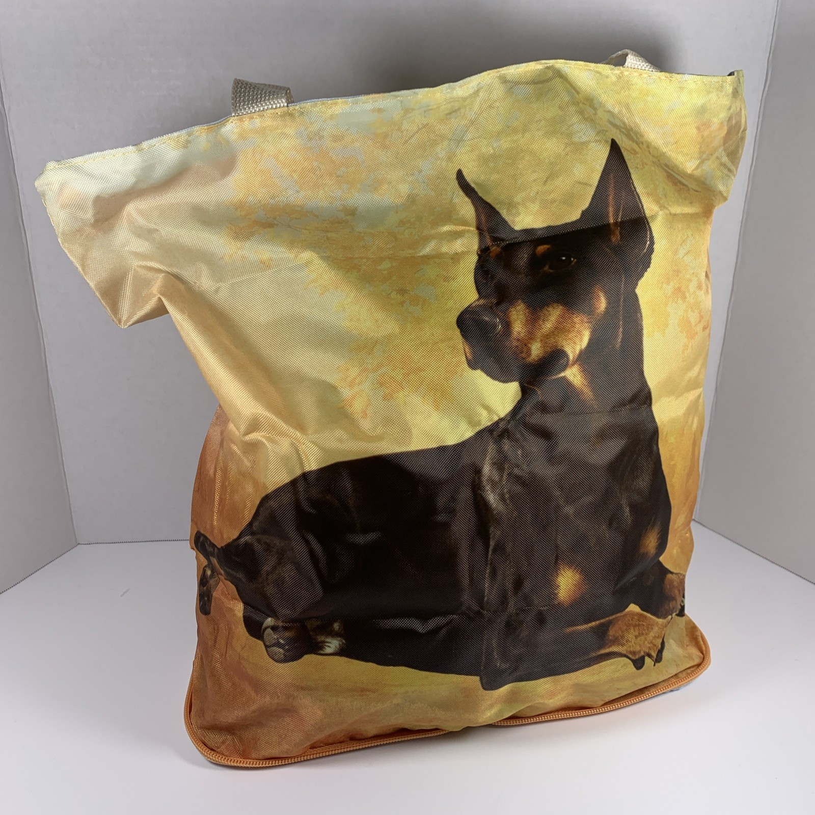Pet Lover Totes DOBERMAN DOG Zipper Tote Bag Reusable Grocery 14×15 New Tag