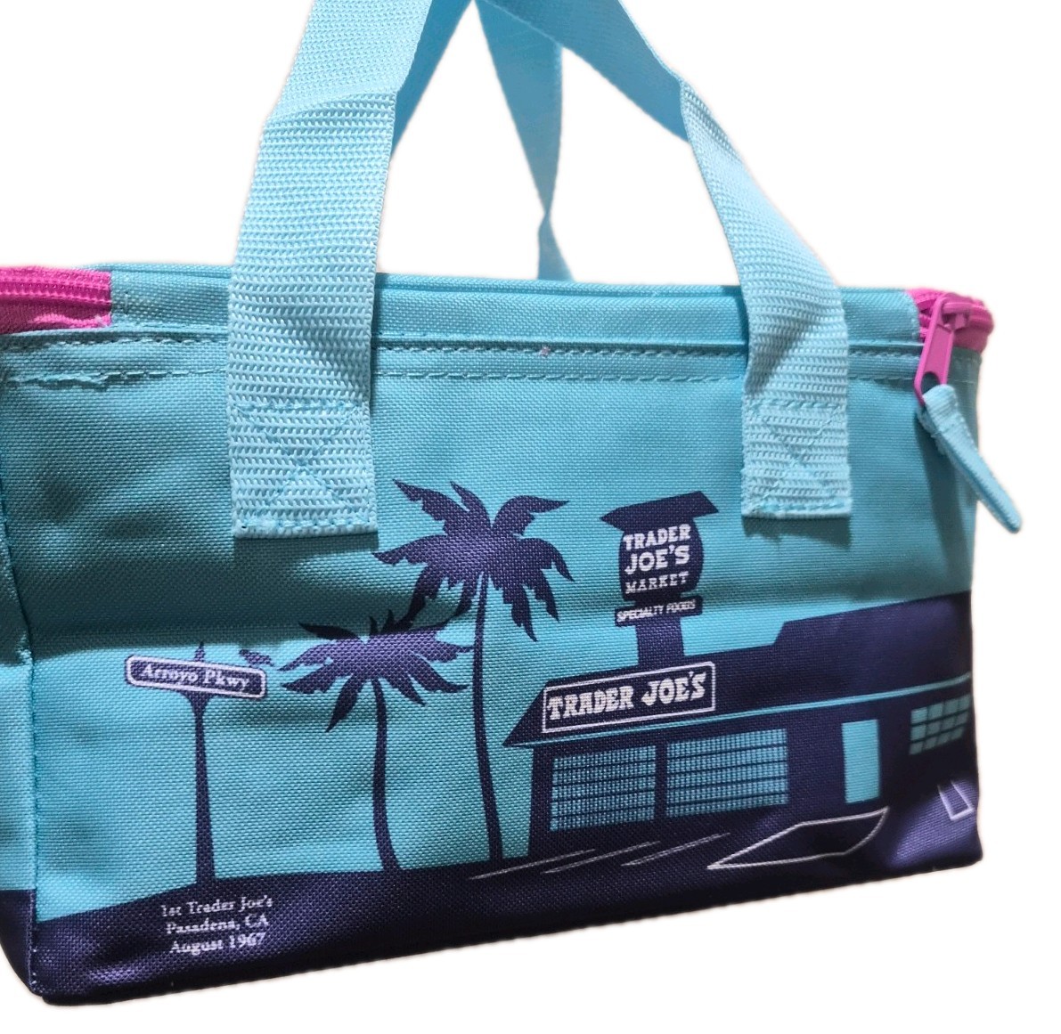 FREE SHIPPING]Trader Joe’s Mini Insulated Bag,SET OF 3:Pink Stripe, Violet, Blue