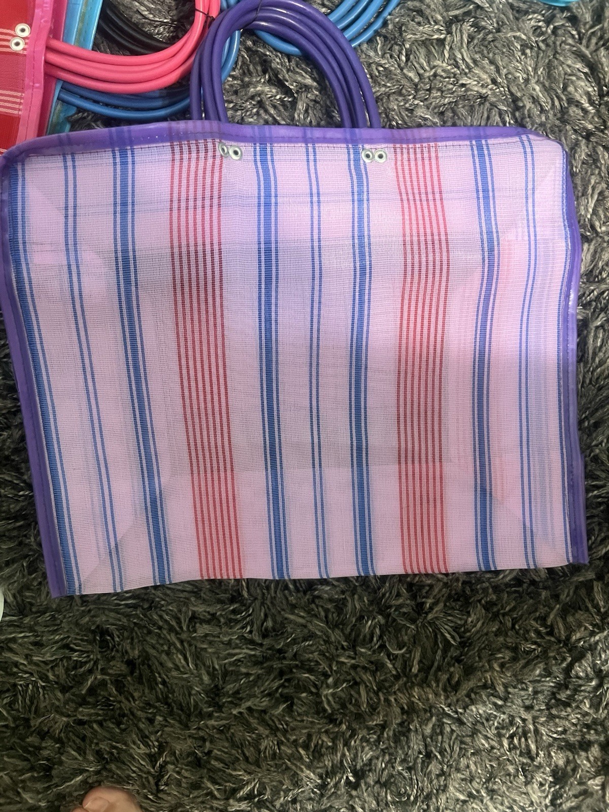 Mexican Market Mercado Multicolor Mesh Reusable Tote Purse Bag NEW