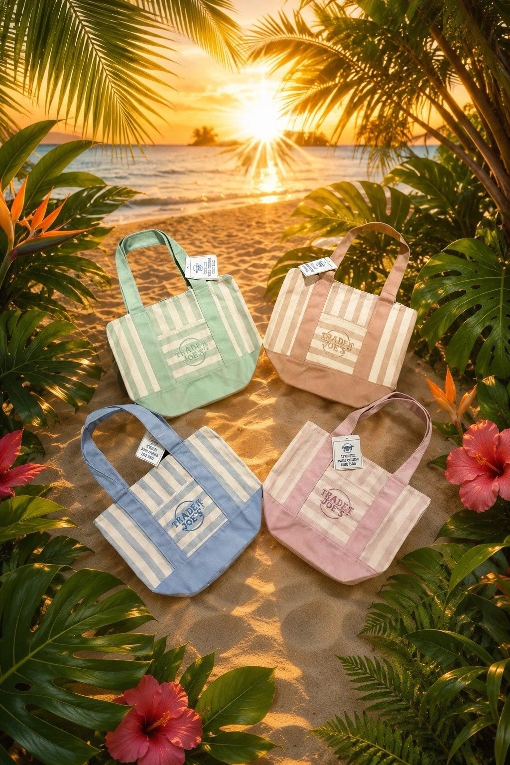 Trader Joe’s Mini Pastel Striped Canvas Tote Bag Limited Edition 2026