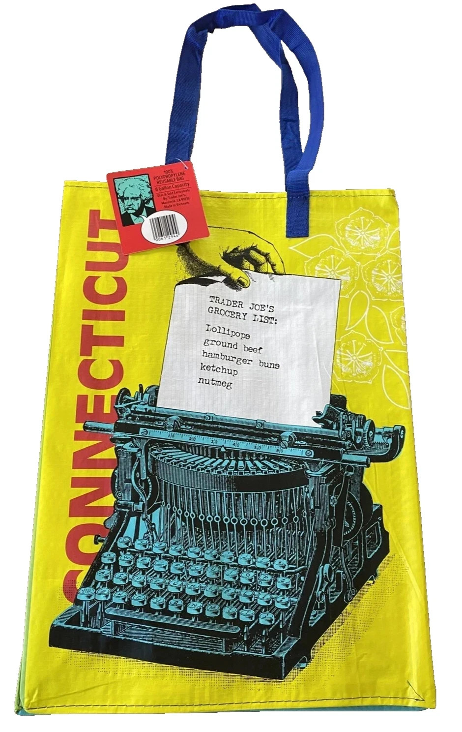 Trader Joe’s Reusable Connecticut State/Region Tote Polypropylene Bag 6 Gal