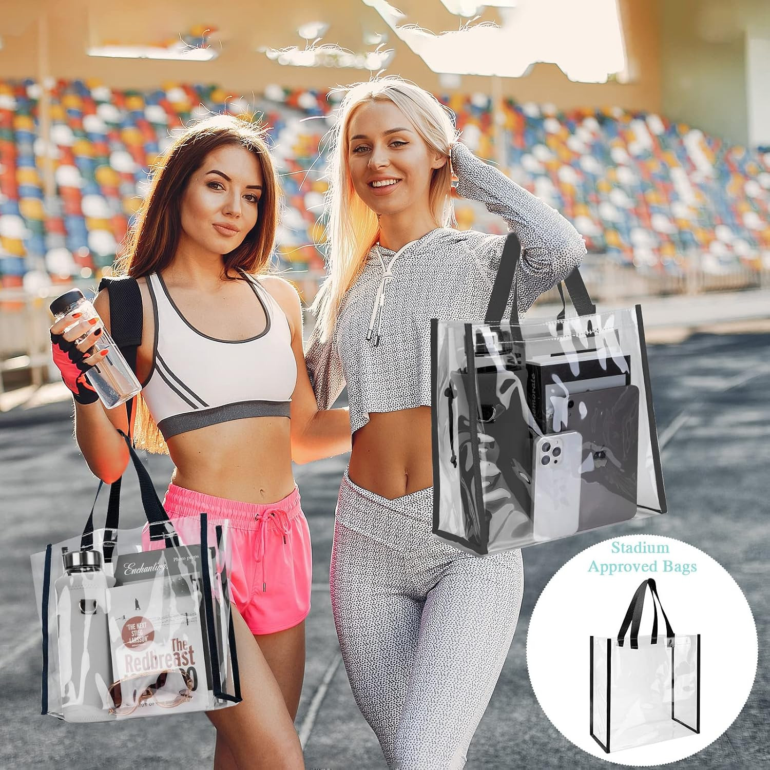 30 Pcs Clear Tote Bag Stadium Approved Bulk 10 X 10 X 4 Inch Plastic Tote Gifts