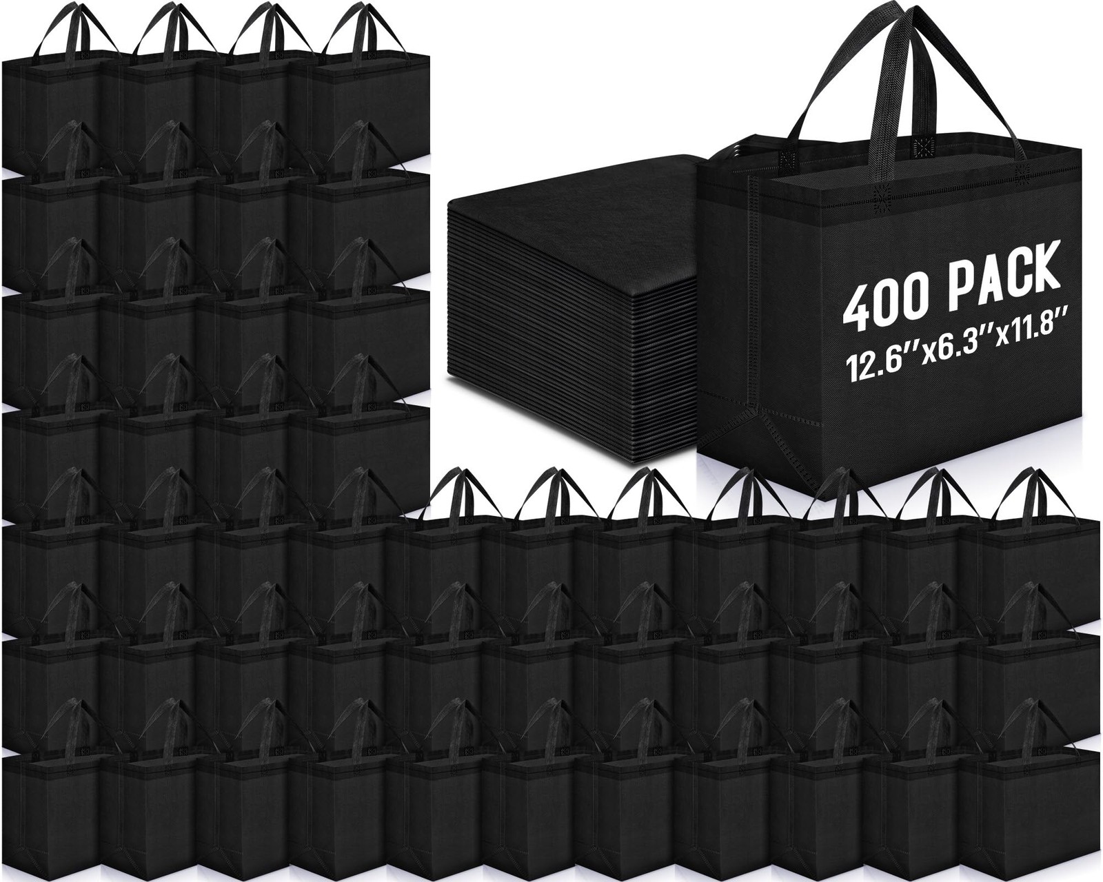 Windyun Reusable Grocery Bags Large Non Woven Shopping Bags with Handles Fold…