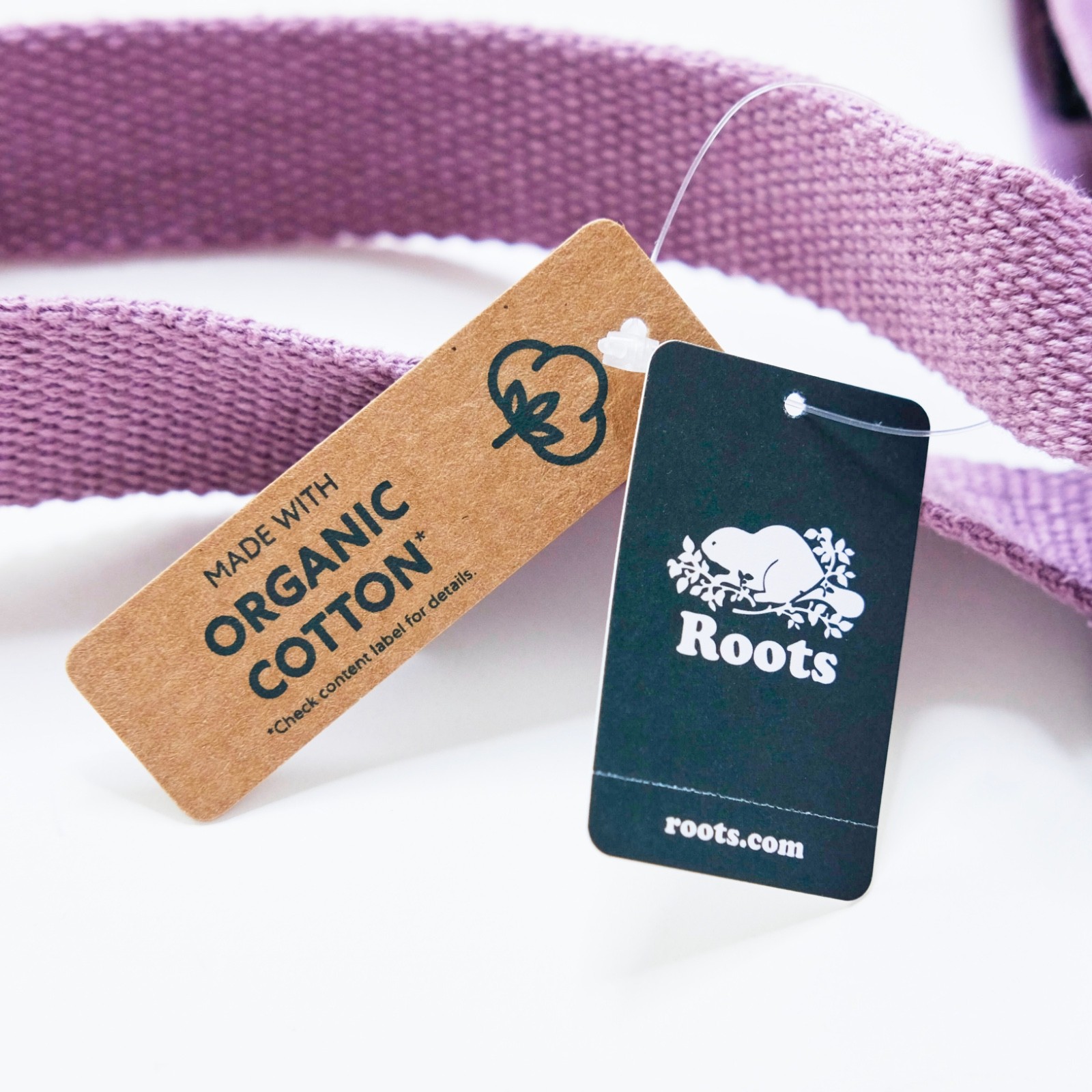 Roots Cooper Tote Bag Cotton Canvas Raisin Purple Beaver Reusable Shopping
