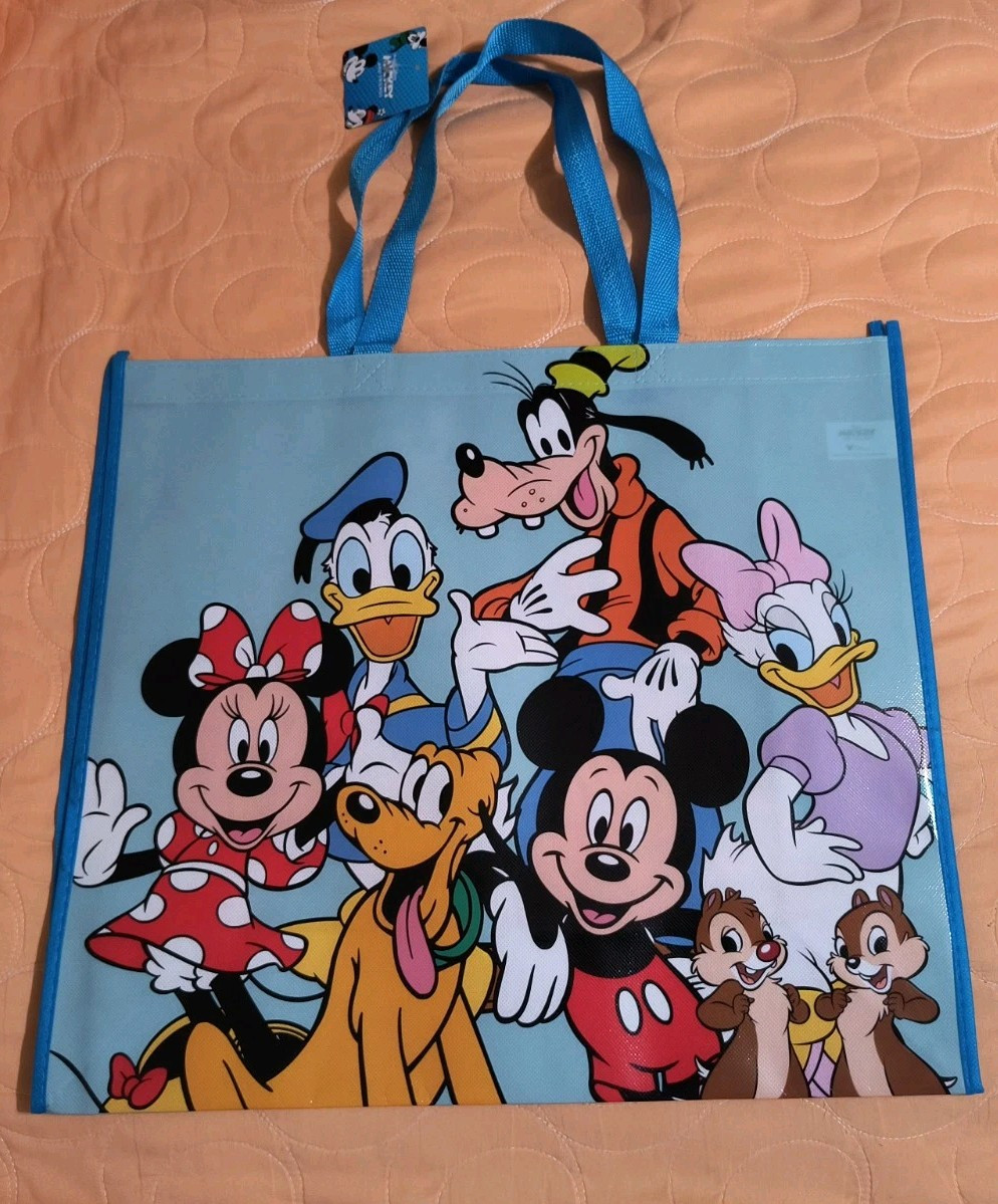 Mickey Mouse & Friends Reusable Blue Jumbo Shopping Gift Bag with Handle🆕🆓Ship