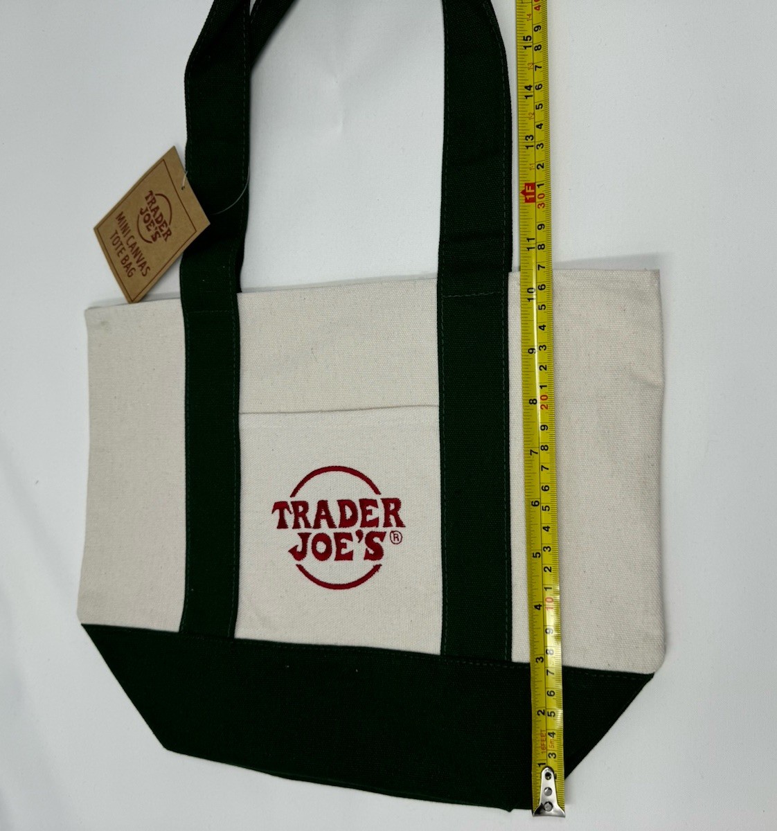 TRADER JOE’S HUNTER GREEN MINI CANVAS TOTE BAG NWT FREE GIFT 🎁 FAST SHIPPING
