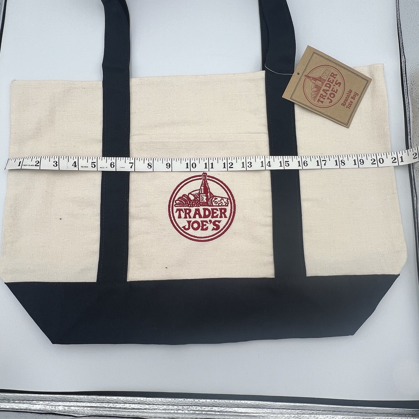 Trader Joe’s Classic Large Canvas Navy Blue Shoulder Strap Shopping Tote *New*