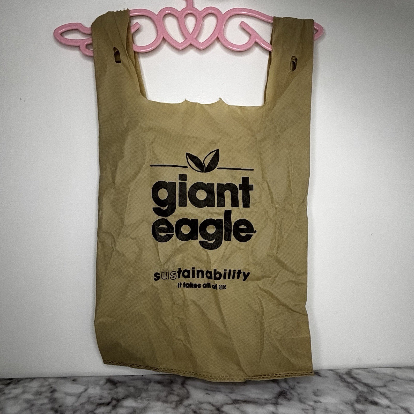 Giant Eagle Light Brown Tote Grocery Bag Reuseable Thin Light Weight