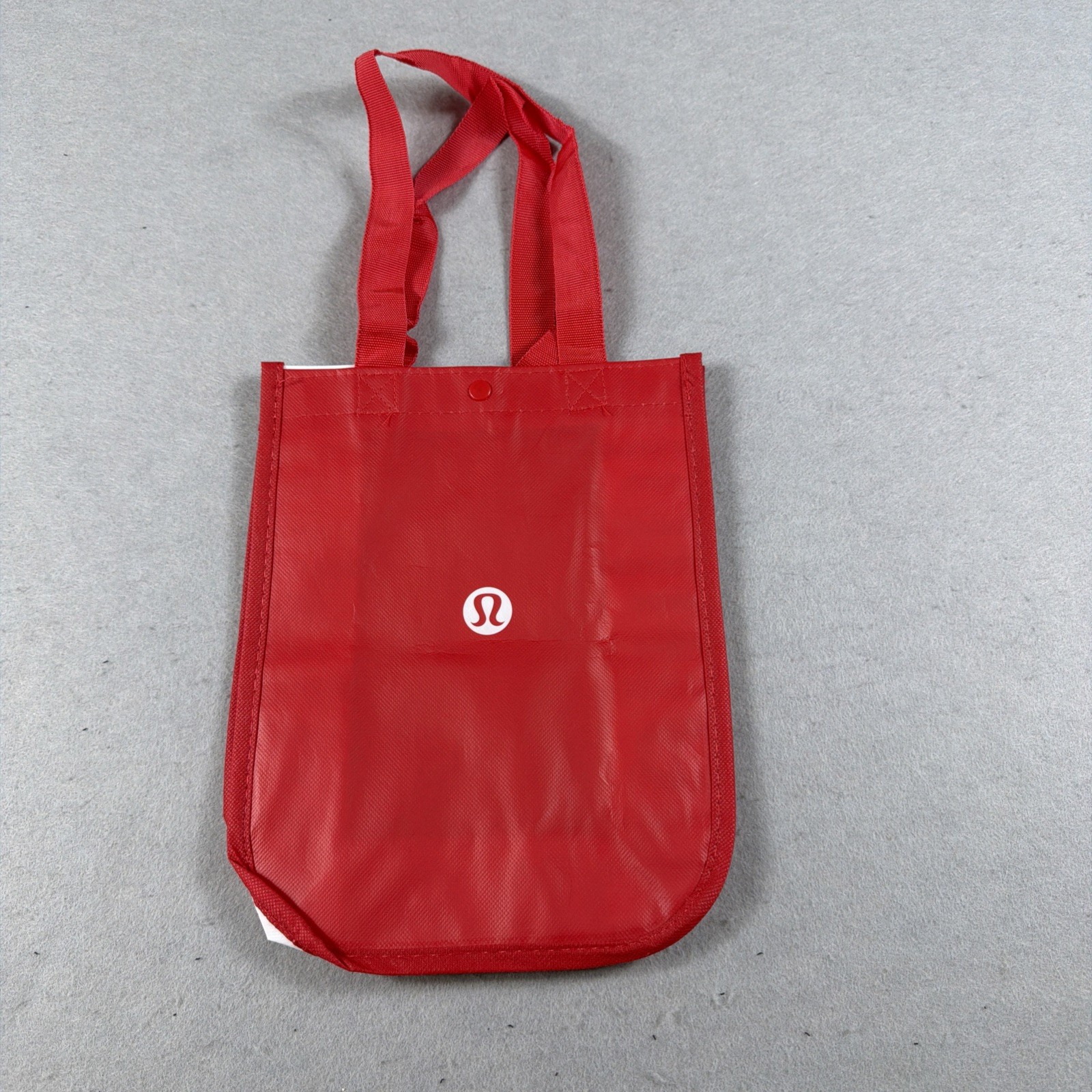Lululemon Shopping Tote Reusable Bag Red And White 12″x9″ Snap Button