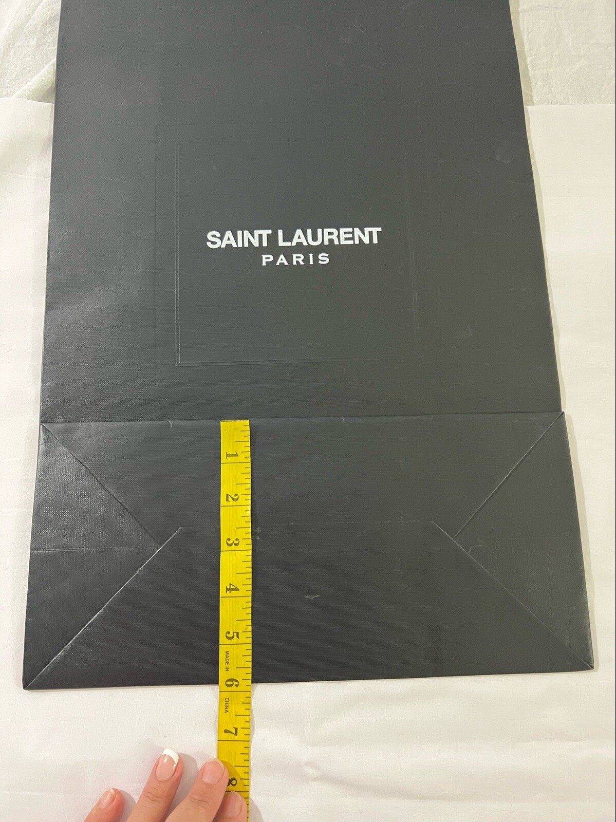 Authentic Saint Laurent Paper Shopping Bag Reusable Black 20.5″ x 12.5″ x 6″