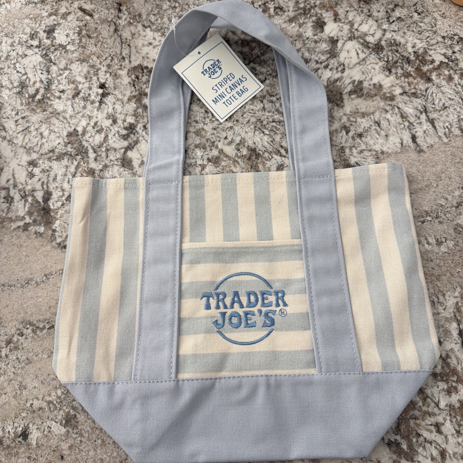 NEW! LIMITED EDITION-Trader Joe’s Striped Mini Canvas Tote Bag