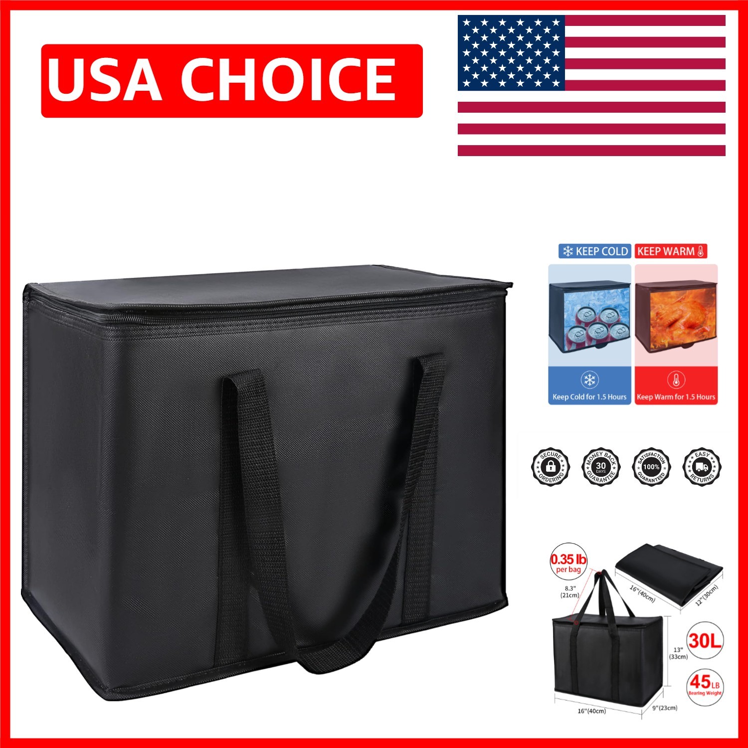 30L X-Large Insulated Grocery Bag – Perfect Food Delivery & Catering Solution