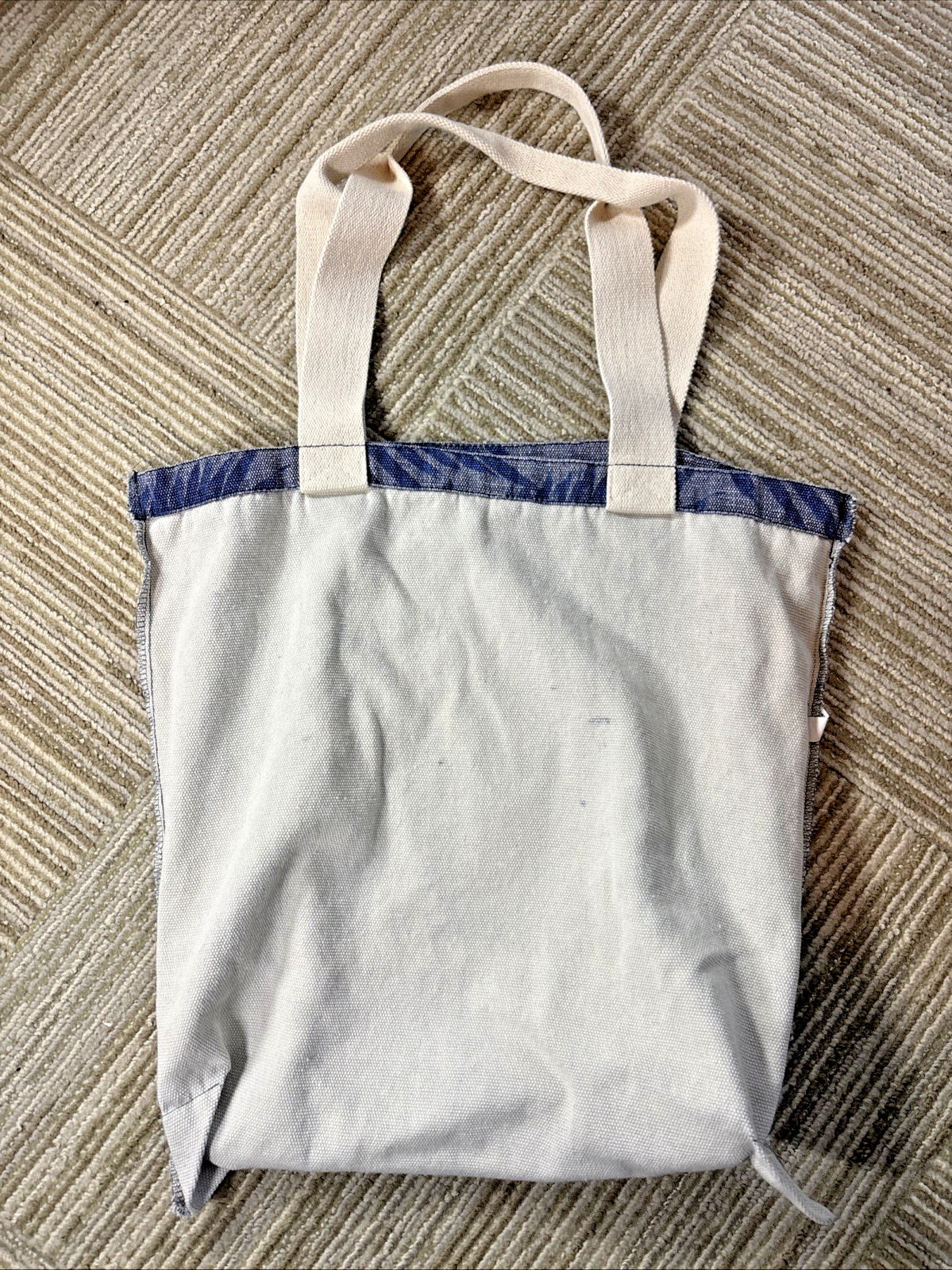 Tommy Bahama Canvas Tote Bag Tropical Beach Palm Leaves Blue