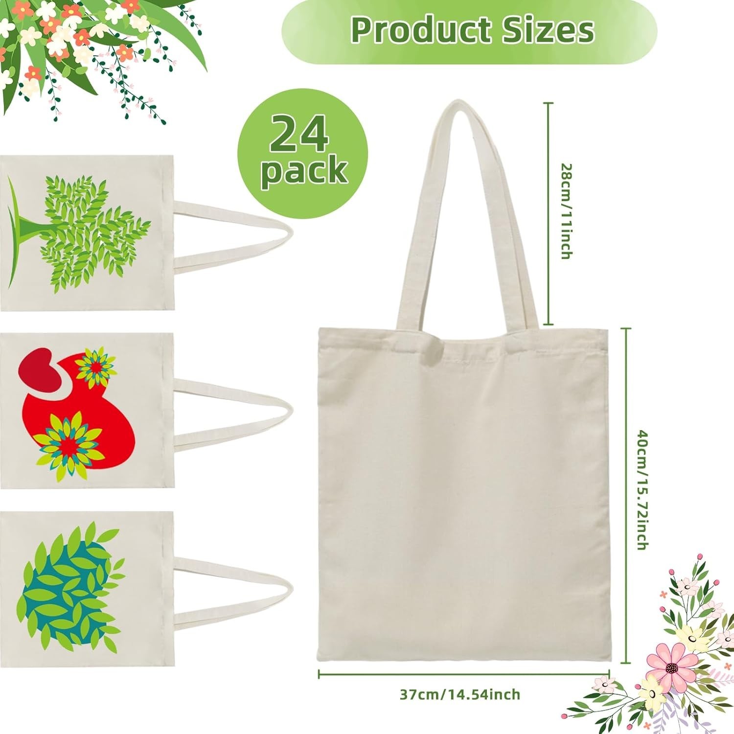 6 I 12 I 24 I 48 Pack Canvas Tote Bags,Reusable Blank Canvas for Shopping Bag…