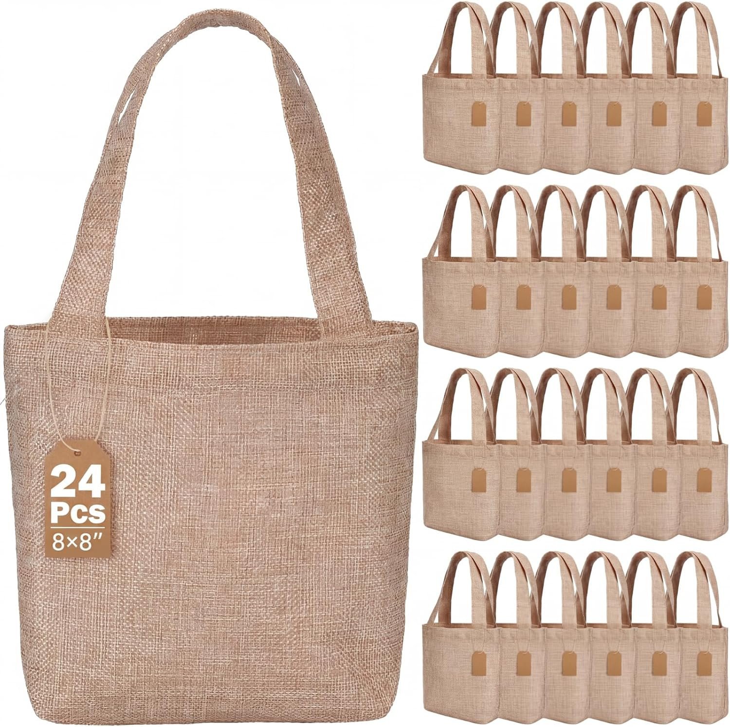 Aliceset 24 Pcs Mini Burlap Tote Bags with Handles Reusable Burlap Gift Bags wit