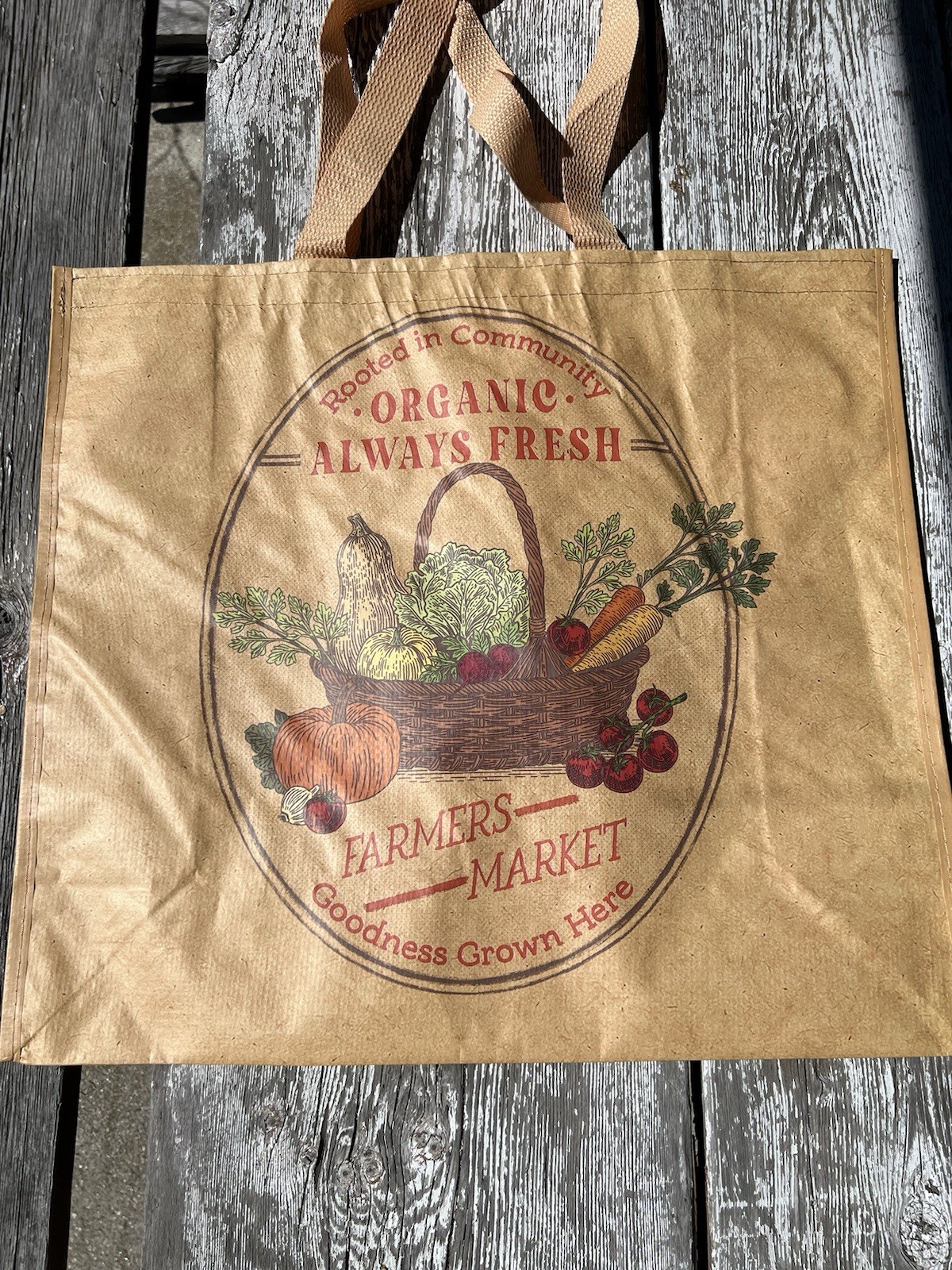 NEW TJX – Farmers Market Themed – ORGANIC -🍒L Reusable Shopping Tote Eco Bag